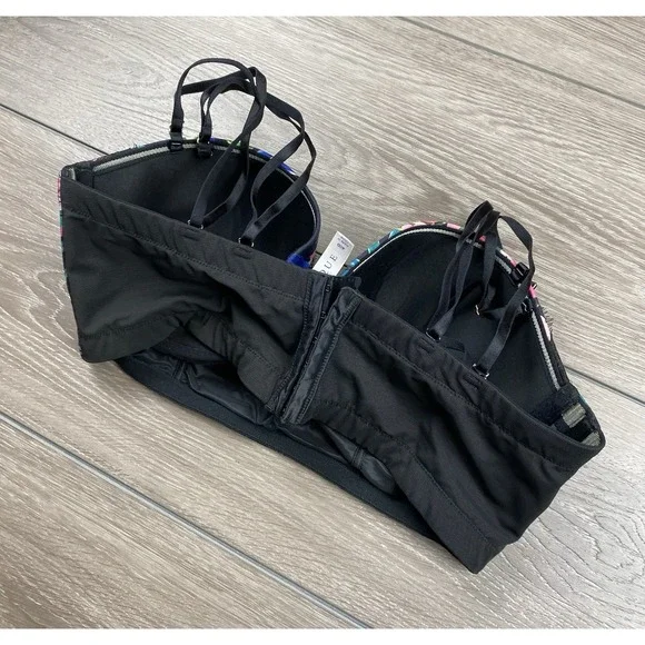 Cacique Women's Longline Multi-way Bra Floral Tropical Print Black Size 40 D - Picture 3 of 5